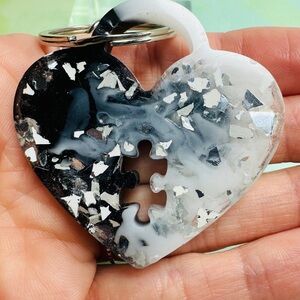 Heart-Shaped Puzzle Piece Keychain handmade
